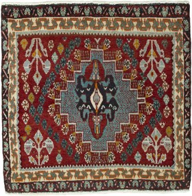 Shiraz Tappeto 60x60 Rosso (Iran) Annodato A Mano