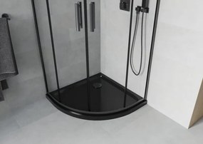 Mexen Rio cabina doccia semicircolare 80 x 80 cm, trasparente, nera + piatto doccia Flat, nero - 863-080-080-70-00-4170B