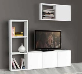 Libreria e porta tv bianco frassinato con 4 ante