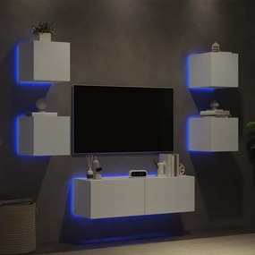 Mobili Tv A Muro 5pz Con Luci Led Bianchi /
