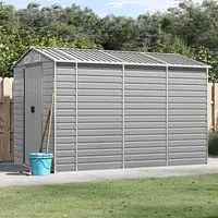 Capanno da Giardino Grigio Chiaro 191x300x198cm Acciaio Zincatocod mxl 74492