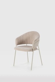 Set di sedie da pranzo beige in imbottito con braccioli 2 pz Leticia – Marckeric