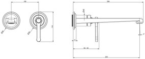 Parte esterna miscelatore lavabo da parete bocca lunga senza scarico parte incasso non inclusa 65088 gessi