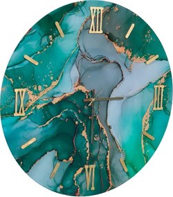 Orologio rotondo D65 cm in vetro temperato effetto marmo Verde - MAXMA