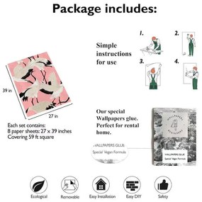 Carta da Parati Carta da Parati Aironi Rosa 15€/mq | Spedizione Gratuita | Carta Da Parati Camera Da Letto | Carta Da Parati Bagno | Carta Da Parati