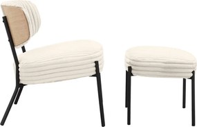 Poltrona in velluto a coste color crema con poggiapiedi Jerry - Støraa