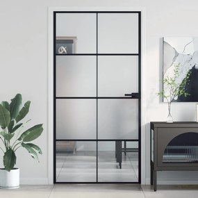 Porta Interni Sottile Nera 102,5x201,5vetro Temperato Alluminio /