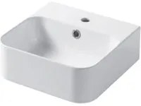 Lavabo quadrato da appoggio o sospeso in ceramica bianca lucida 35x35cm serie Slim Disegno ceramica