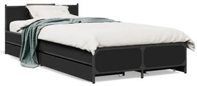 Giroletto Con Cassetti Nero 90x200 Cm İn Legno Multistrato /