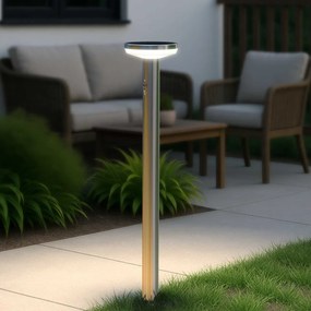Paletto da giardino Solare con Sensore Movimento 80cm in Acciaio Colore Bianco Naturale 4.000K