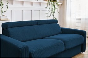 Divano in blu scuro allungabile con rivestimento in velluto a coste 195 cm Monaco – Bobochic Paris