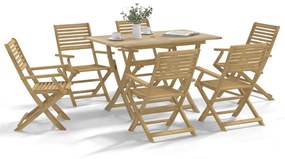 Set Da Pranzo Da Giardino 7 Pz İn Legno Massello Di Acacia /