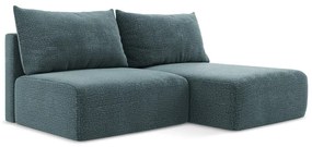 Divano angolare turchese allungabile/con contenitore (con penisola a destra) Kalena – Makamii