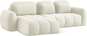 Divano angolare beige allungabile/con contenitore (con penisola a sinistra/con chaise lounge) con rivestimento in bouclé Pele – Makamii