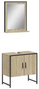 Set mobili da bagno 2 pz rovere sonoma in legno multistrato