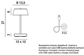 ETOILE Lampada da tavolo ricaricabile a batterie in alluminio pressofuso verniciato a polvere per uso interno/esterno