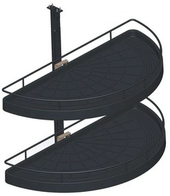 Cesto portaoggetti per mobile ad angolo da avvitare angolare in acciaio antracite L 74.5 x H 73.5 x P 43 cm