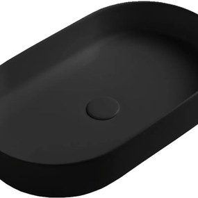 Lavabo da appoggio Smash OLYMPIA CERAMICA ovale piletta non inclusa in ceramica L 60 x H 14 x P 20 cm nero opaco piletta non inclusa