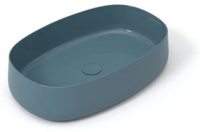 Lavabo da appoggio OLYMPIA CERAMICA ovale piletta non inclusa in ceramica L 60 x H 15 x P 40 cm petrolio piletta non inclusa