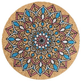Zerbino Rotondo Italo Design Mandala Cocco Naturale 60x60cm