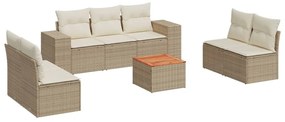 Set divano da giardino 8 pz con cuscini beige in polyrattan