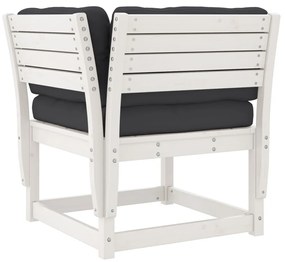 Set salotto giardino 4pz con cuscini bianco legno massello pino