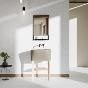 Mobile sottolavabo e lavabo Tino per vasca centrale frassino naturale e matera L 50 x H 57 x P 41.5 cm