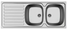 Lavello 2 vasche con gocciolatoio a sinistra DELINIA Kama inox L 50 x L 120 cm argento