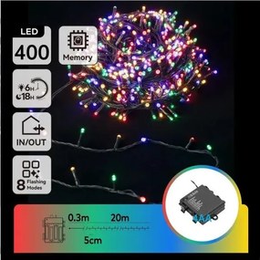 Aigostar - Catena luminosa LED da esterno 400xLED/8 funzioni 4xAA 20,3 m multicolore