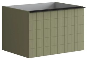 Mobile da bagno sotto lavabo Pixel grid frontale verde salvia e maniglia alluminio nero laccato opaco L 60 x H 40 x P 45.5 cm 1 cassetto, lavabo non incluso