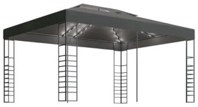 Gazebo con Stringa di Luci LED 3x4 m Antracite