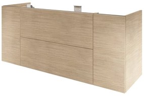 Mobile da bagno sospeso sotto lavaboL 150 x H 64 x P 48 cm rovere naturale, 2 cassetti 2 ante con cassetto Apertura push-pull SENSEA Neo, Maniglie acquistabili separatamente