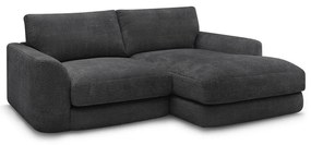 Divano angolare nero (con penisola a destra/con chaise lounge) con rivestimento in ciniglia Leonore – Bobochic Paris