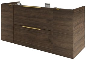 Mobile da bagno sospeso sotto lavabo L 135 x H 64 x P 48 cm noce lucido, 2 cassetti, 2 ante SENSEA Neo Frame