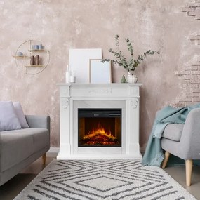 Camino elettrico da terra Bianco effetto marmo TRUMAN L121 x P38 x H108 cm