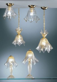 Sospensione 1 luce in vetro d Murano - 93/S28 -  Vetrilamp Cristallo/ambra