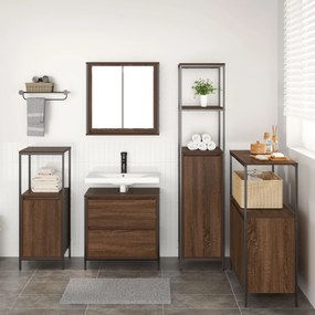 Set di mobili per il bagno in legno ingegnerizzato rovere da 5 pezzi