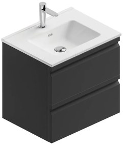 Mobile sottolavabo e lavabo Pull per vasca centrale grigio grafite opaco in mdf L 60 x H 56 x P 46 cm 2 cassetti