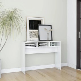 Tavolino Consolle Bianco Lucido 105x30x80 Cm Legno Multistrato /