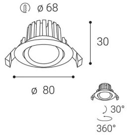 LED2 - Lampada LED da incasso per bagni MAX LED/8W/230V IP65