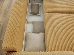 Divano color senape allungabile con rivestimento in velluto a coste 257 cm Lucien – Bobochic Paris