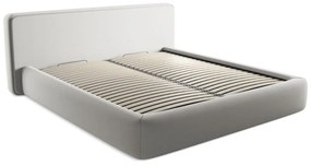 Letto matrimoniale imbottito grigio chiaro con contenitore con griglia 180x200 cm Kiana - Makamii