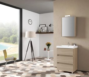 Mobile sottolavabo e lavabo Kora per vasca centrale olmo rousseau L 60 x H 89 x P 46 cm 3 cassetti