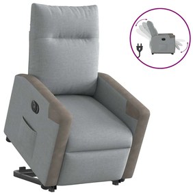 Poltrona Reclinante Alzapersona Elettrica Grigio Chiaro Tessuto /