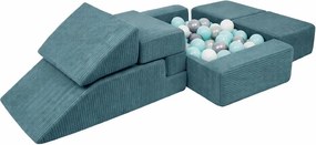 Gioco per psicomotricità turchese in velluto a coste 6 pz altezza totale 40 cm 100x35 cm Montessori – Meowbaby