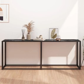 Tavolo Consolle Marmo Nero 180x35x75,5 Cm İn Vetro Temperato /