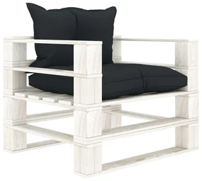 Poltrona da giardino pallet con cuscini antracite in legno