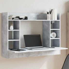 Scrivania a parete grigio cemento 105x48x75cm legno multistrato