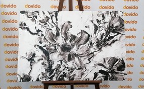 Quadro su tela – Fiori dipinti dell'estate in bianco e nero