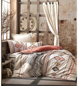 Biancheria da letto singola in cotone Renforcé color mattone/beige 140x200 cm Felix - Mijolnir